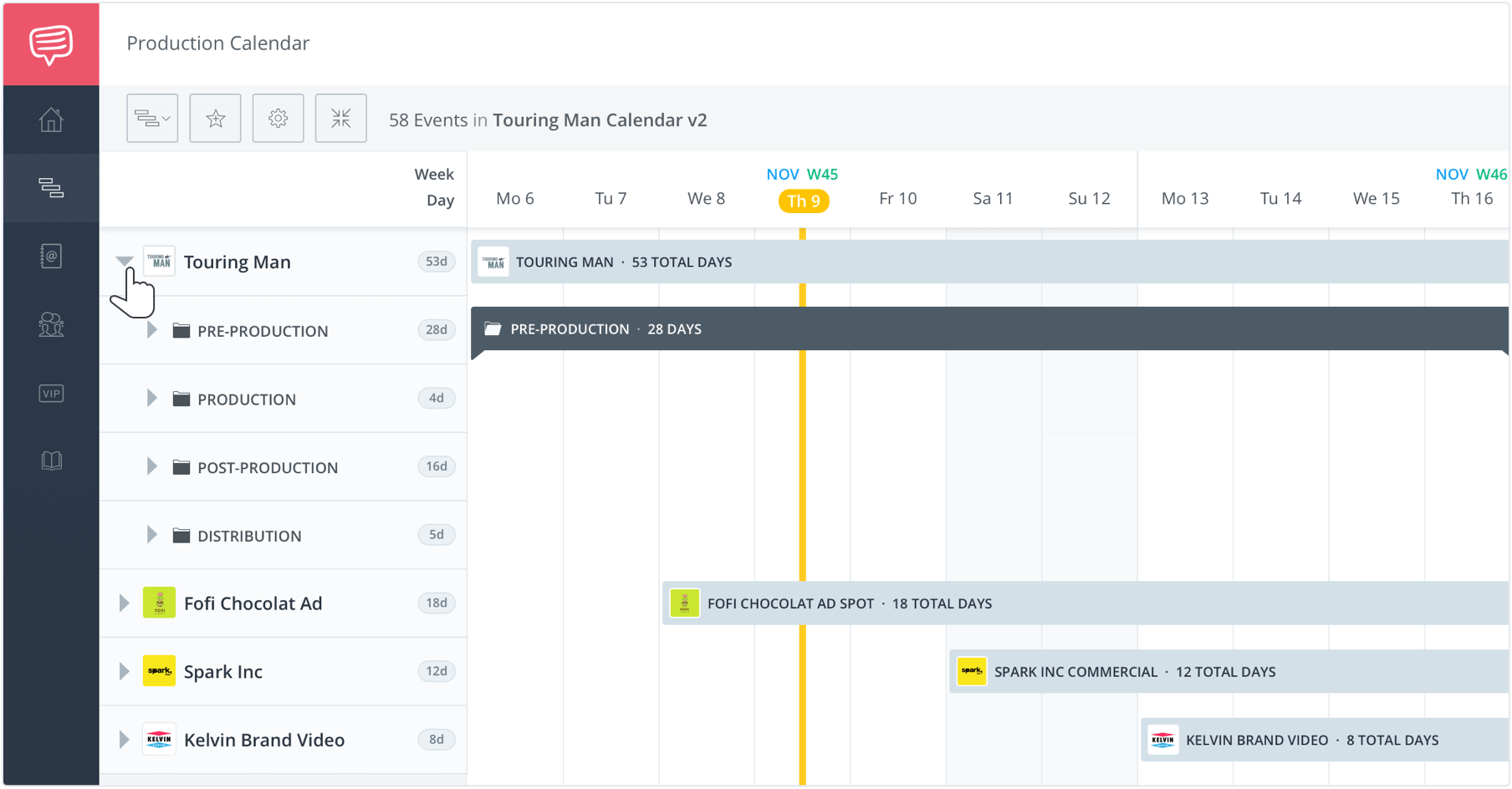 Film TV and Video Production Calendar - View Multiple Calendars on Single Page - StudioBinder Production Management Software